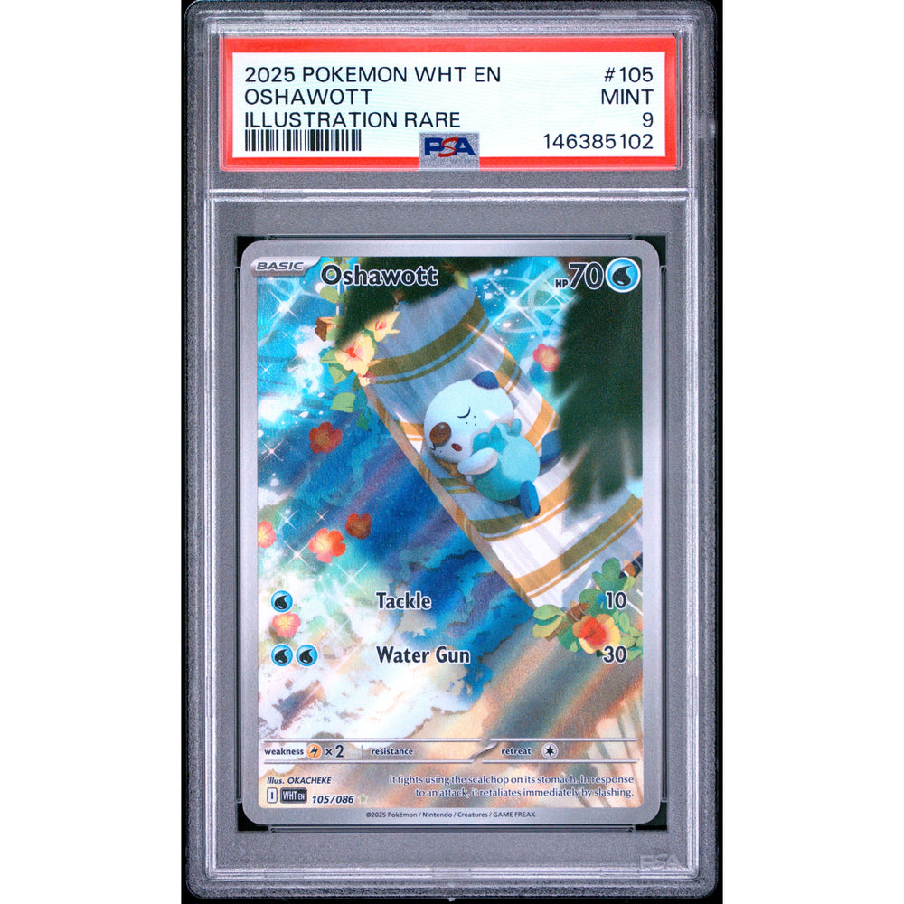 Pokémon TCG: Oshawott #105 PSA 9 - White Flare