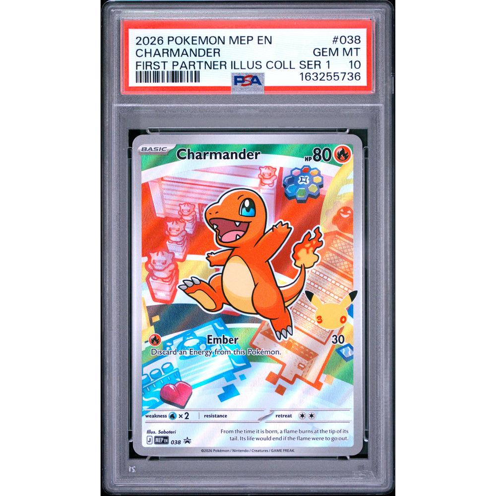 Pokémon TCG: Charmander #038 PSA 10 - Mega Evolution Black Star Promo