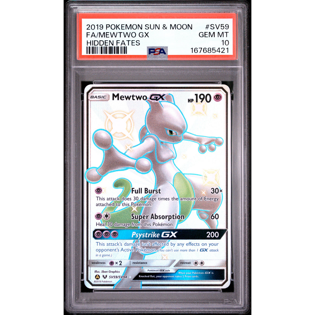 Pokémon TCG: Mewtwo Gx #SV59 PSA 10-167685421