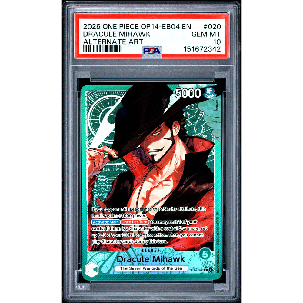 One Piece TCG: Dracule Mihawk #020 PSA 10