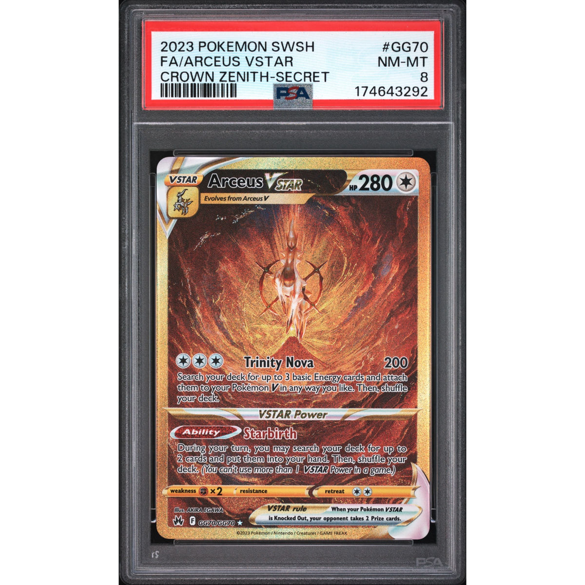 Pokémon TCG: Arceus Vstar #GG70 PSA 8-174643292