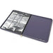 A Disney Lorcana Premium Lorebook by Ravensburger is open, displaying clear plastic sheet protectors on the left and a dark blank page on the right. The binder is empty and ready to organize your documents or trading cards.