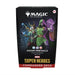 A Wizards of the Coast Magic: The Gathering Marvel Super Heroes Commander Deck box featuring Marvel’s Loki and Doctor Doom. Showcasing the Universes Beyond collaboration, the packaging displays logos for Magic: The Gathering, Marvel, and age 13+, with text highlighting the deck’s “Doom Prevails” theme and included contents.