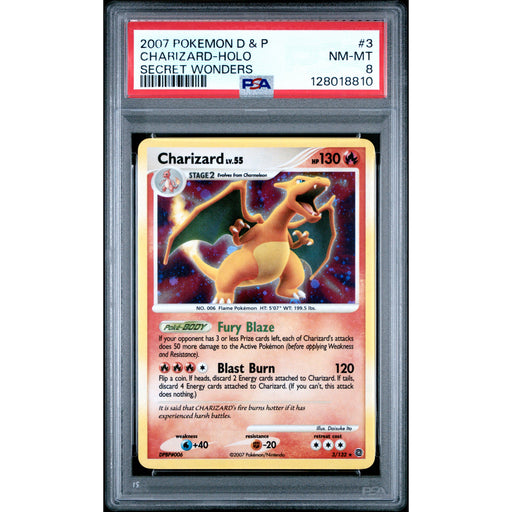 Pokémon TCG: Charizard 3 PSA 8 Holo - Secret Wonders