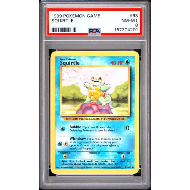 Pokémon TCG: Squirtle #63 PSA 8 - bas