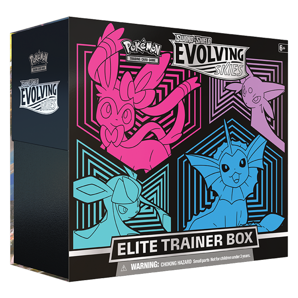 Pokémon: Evolving Skies Elite Trainer Box - Sylveon, Glaceon, Sylveon, Vaporeon artwork (Sword & Shield)