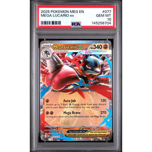 Pokémon TCG: Mega Lucario Ex #077 PSA 10 - Mega Evolution-145256704