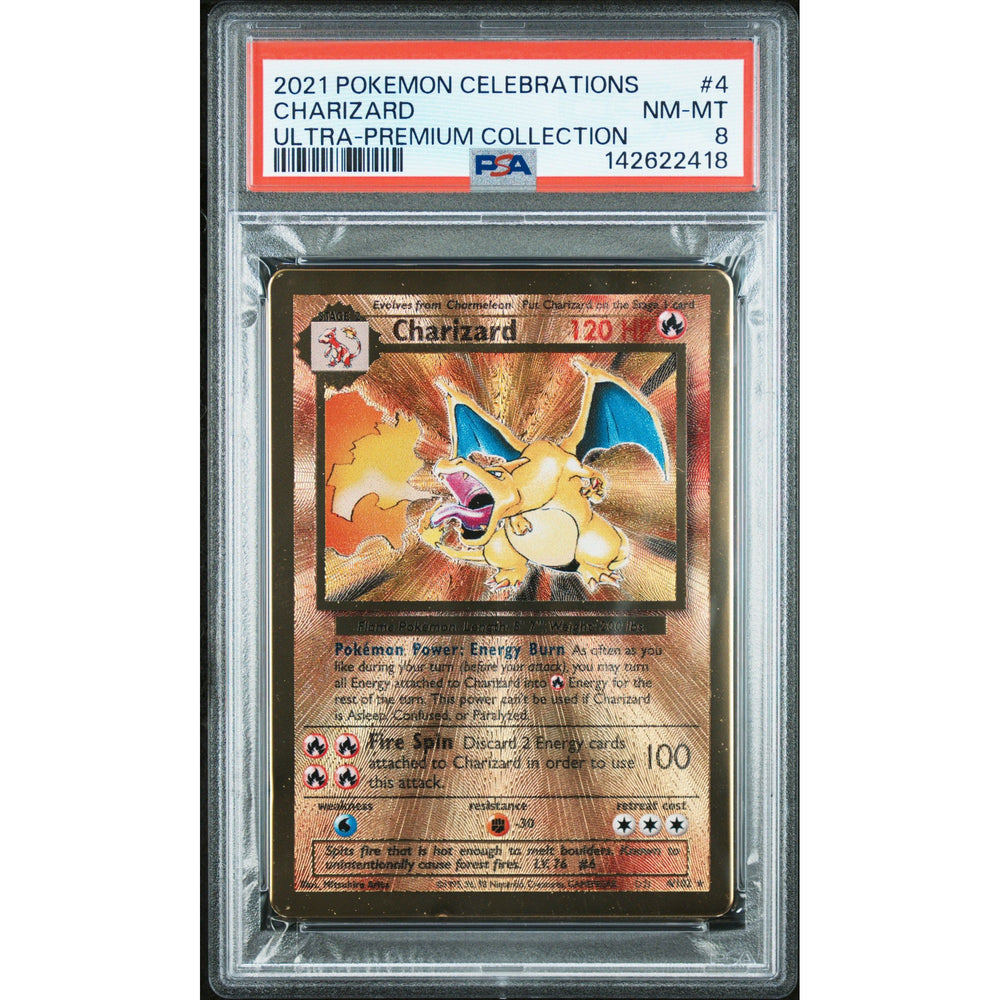 Pokémon TCG: Charizard #4 PSA 8 - Metal