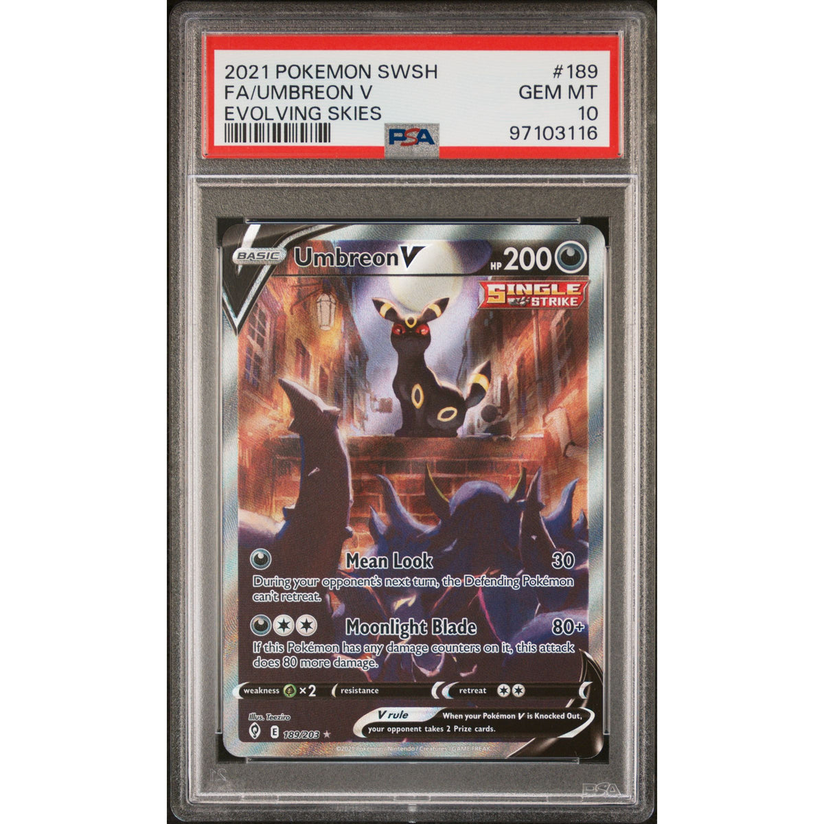 Pokémon TCG: Umbreon V #189 PSA 10-97103116