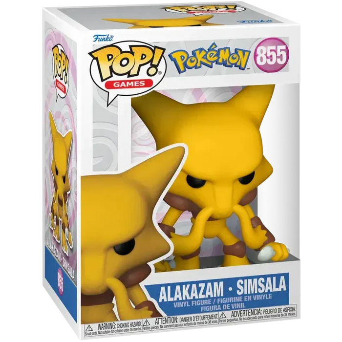 Funko, Inc.’s Funko POP! Pokemon: Alakazam #855 is an essential collectible for any fan, depicting Alakazam with spoons in hand and eyes closed in a signature pose. This vinyl figure is packaged in a display box that showcases official Pokémon merchandise branding and the character’s name, making it an ideal addition for both collectors and fans.