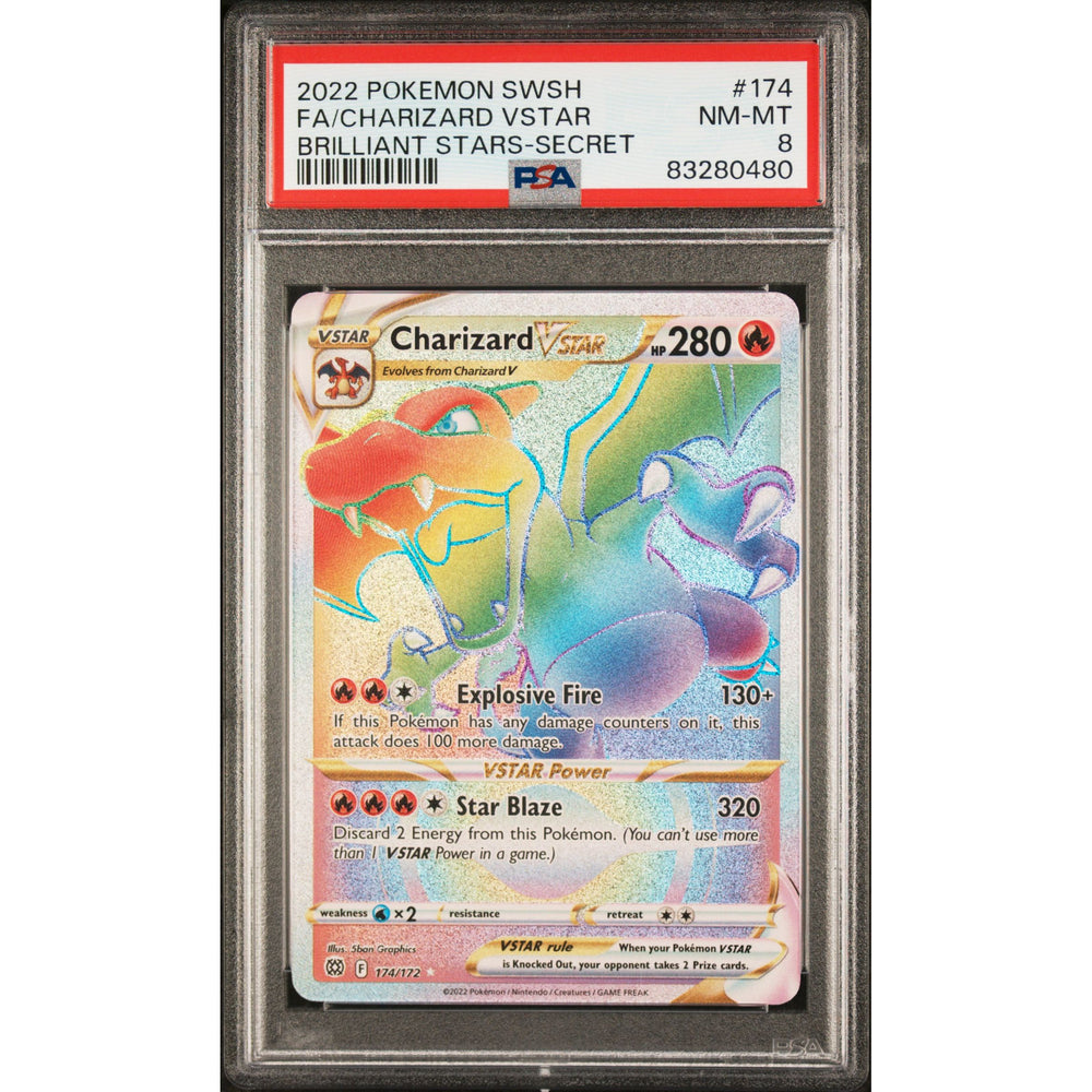 Pokémon TCG: Charizard Vstar #174 PSA 8 - Brilliant Stars