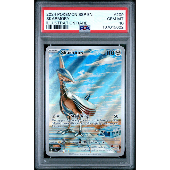Pokémon TCG: Skarmory 209 PSA 10 - Surging Sparks