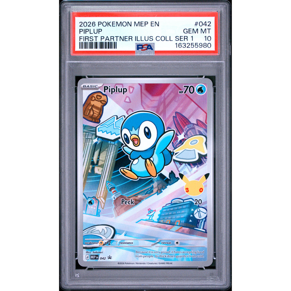 Pokémon TCG: Piplup #042 PSA 10 - Mega Evolution Black Star Promos