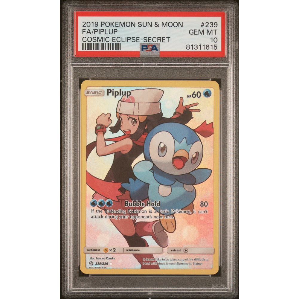 Pokémon TCG: Piplup #239 PSA 10 - Cosmic Eclipse