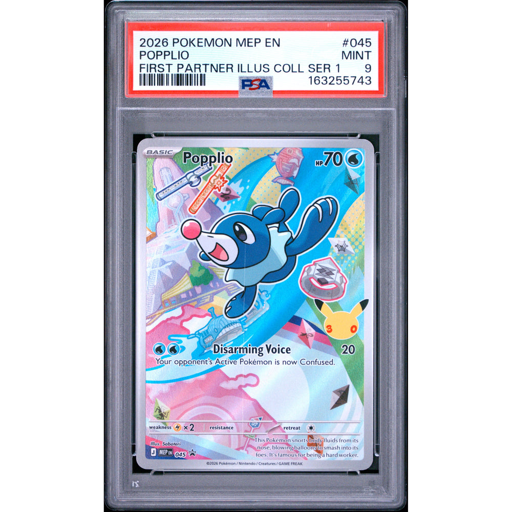 Pokémon TCG: Popplio #045 PSA 9 - Mega Evolution Black Star promos