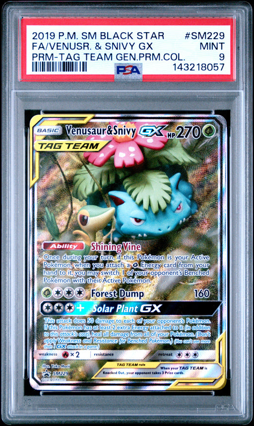 Pokémon TCG: Venusaur & Snivy Gx SM229 PSA 9 - Sun & Moon Black Star Promo-143218057