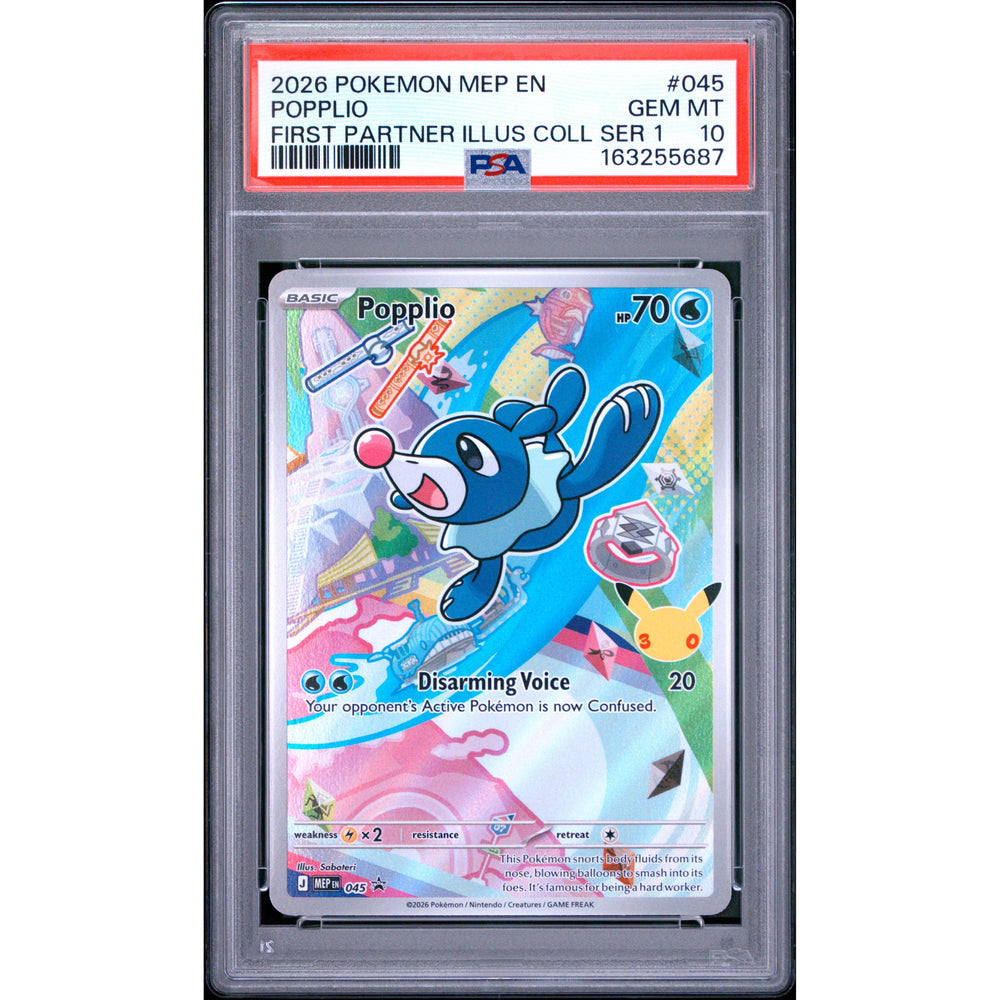 Pokémon TCG: Popplio #045 PSA 10 - Mega Evolution Black Star Promos