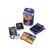 Ravensburger’s Disney Lorcana: Ursula’s Return Starter Deck – Amber/Amethyst is attractively displayed on a white background, featuring a deck box, cards, tokens, and rule book. The packaging displays vibrant illustrations of Ursula and Rapunzel on the front.