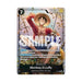 Monkey D. Luffy character card from the One Piece Card Game: Tin Pack Set Vol.2 - Monkey D. Luffy with a cost of 7, 7000 power, and SAMPLE text overlaid across the center.