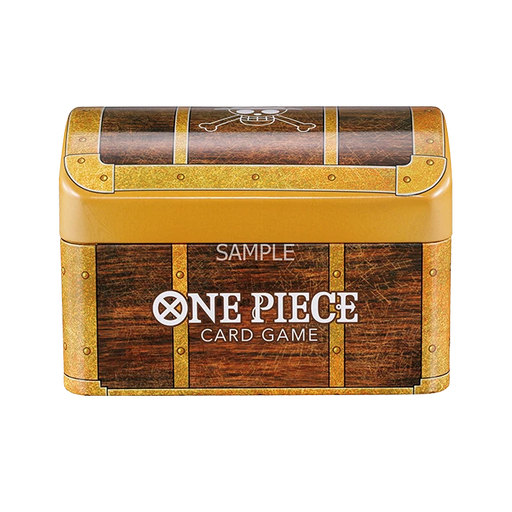 Bandai One Piece Card Game: Treasure Chest vol.1 designed to look like a pirate treasure chest, featuring the series logo and the word SAMPLE on the lid.