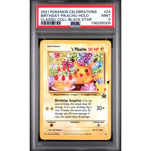 Pokémon TCG: Birthday Pikachu Holo #24 PSA 9-136295009