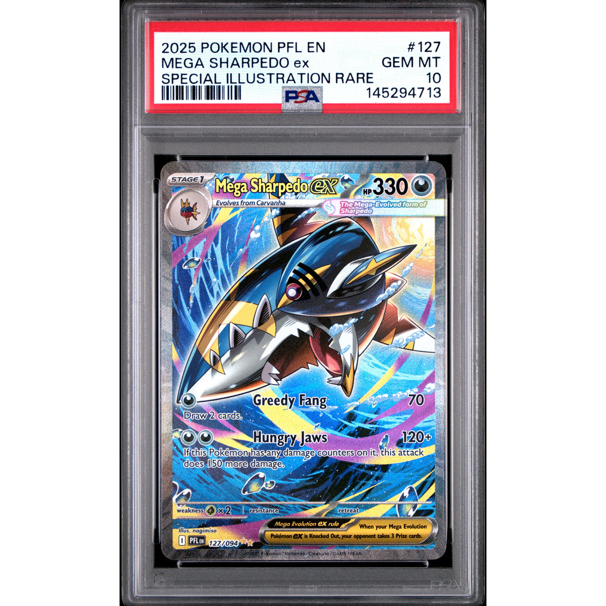 Pokémon TCG: Mega Sharpedo Ex #127 PSA 10 - Phantasmal Flames — Rogerz