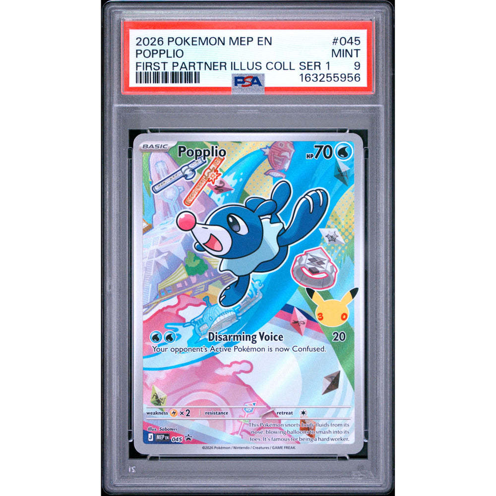 Pokémon TCG: Popplio #045 PSA 9 - Mega Evolution Black Star Promos