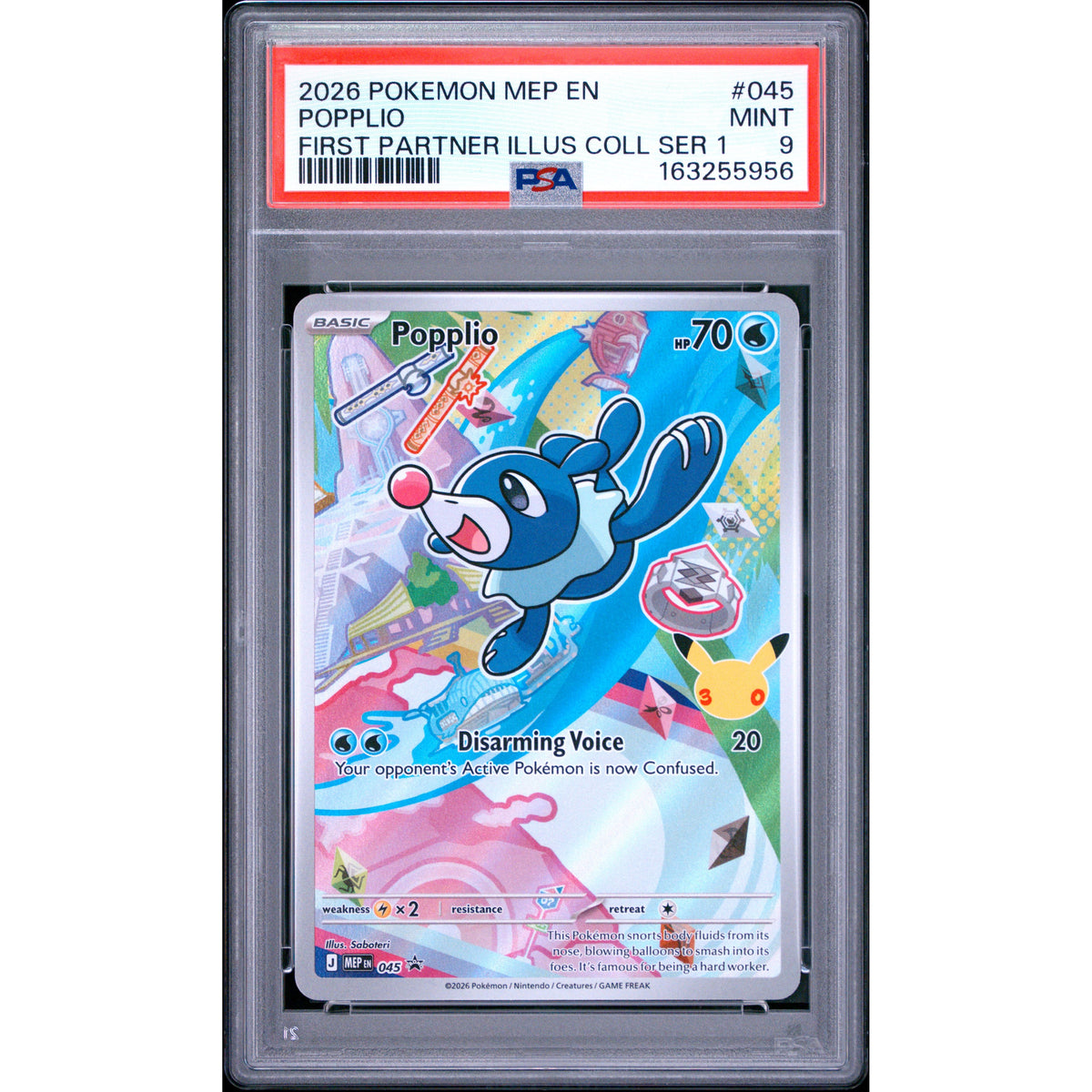 Pokémon TCG: Popplio #045 PSA 9-163255956