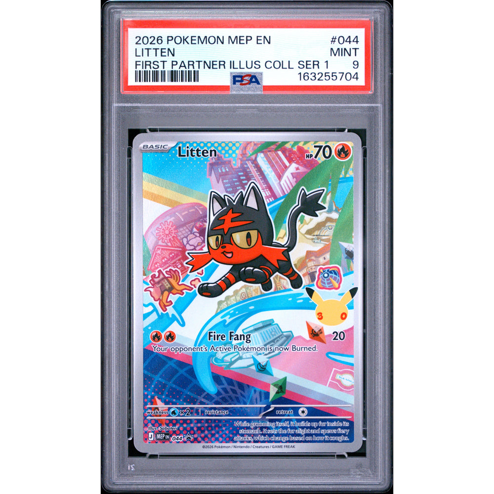 Pokémon TCG: Litten #044 PSA 9 - Mega Evolution Black Star Promo