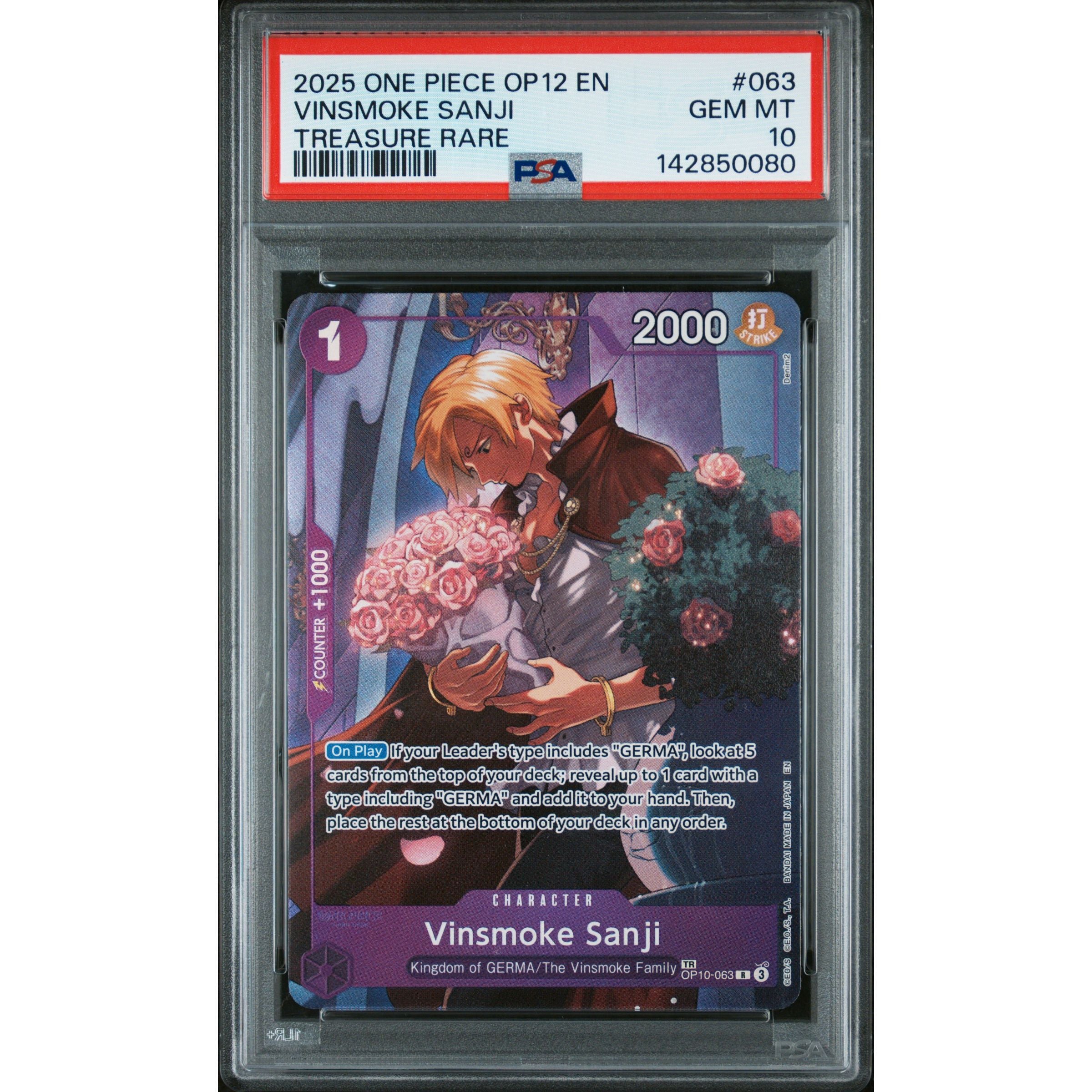 Vinsmoke Sanji OP10-063 PSA 10 Treasure Rare | Rogerz.dk