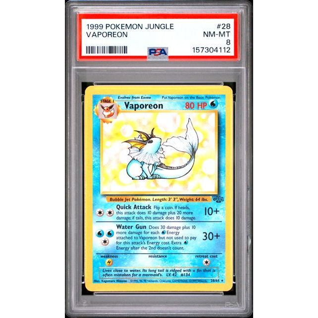 Pokémon TCG: Vaporeon #28 PSA 8-157304112