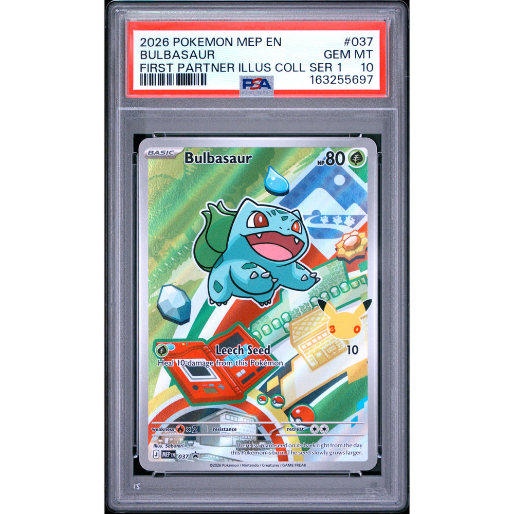 Pokémon TCG: Bulbasaur #037 PSA 10 - Mega Evolution Black Star Promo