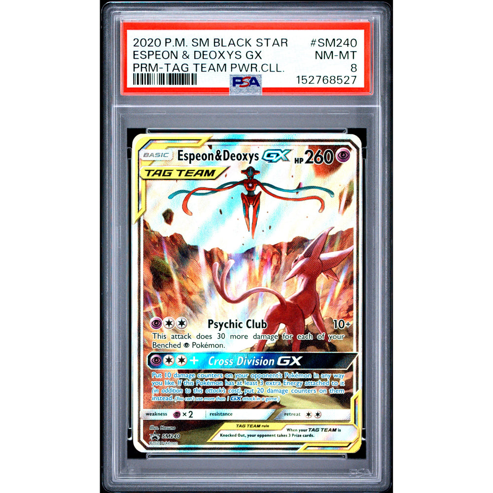 Pokémon TCG: Espeon & Deoxys Gx #SM240 PSA 8 - SM Black Star Promos
