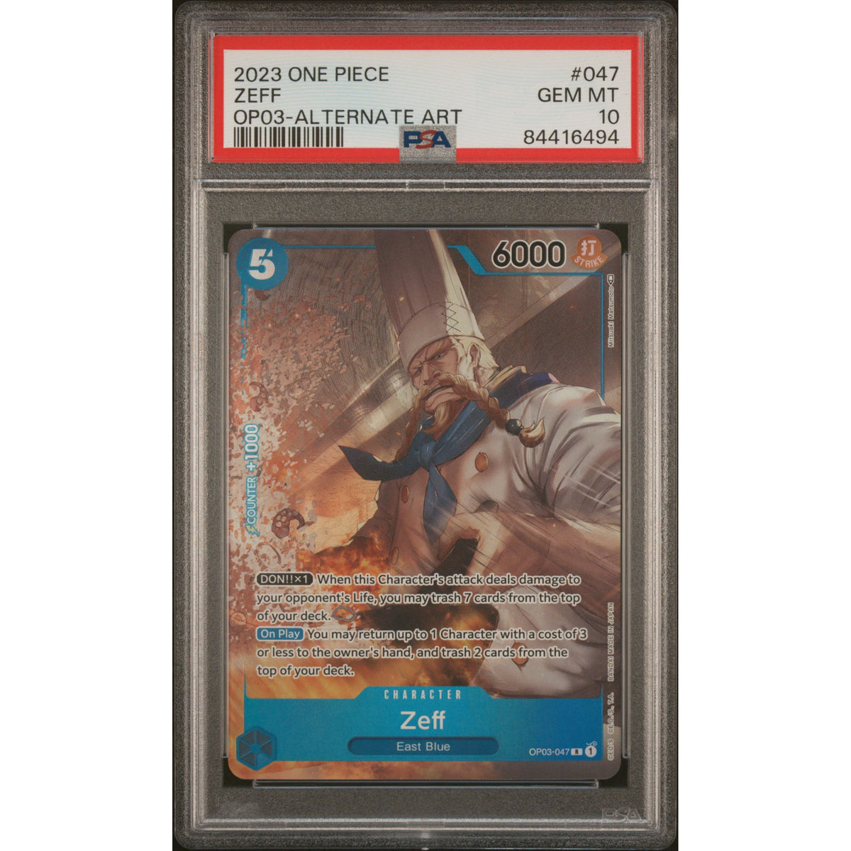One Piece TCG: Zeff #047 PSA 10 - OP03-84416494