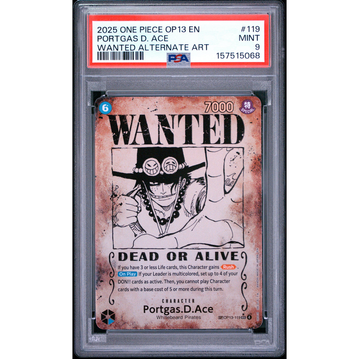 One Piece TCG: Portgas D. Ace #119 PSA 9-157515068