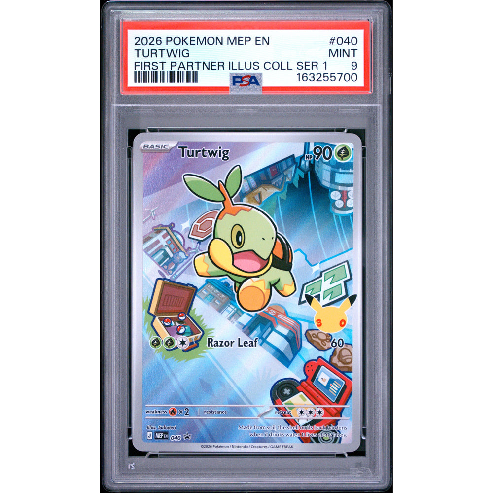 Pokémon TCG: Turtwig #040 PSA 9 - Mega Evolution Black Star promokort