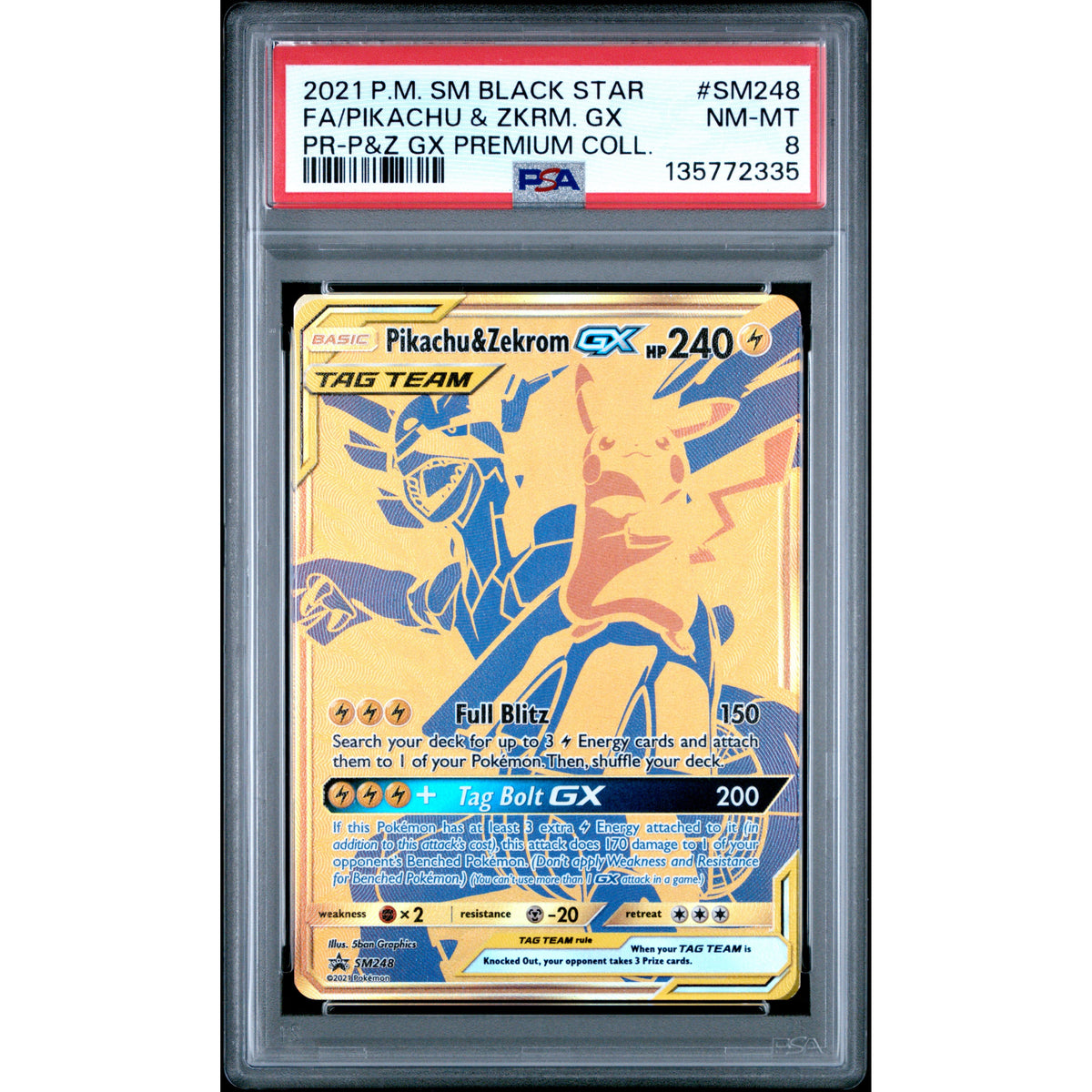 Pokémon TCG: Pikachu & Zekrom Gx SM248 PSA 8 - Sun & Moon Black Star P