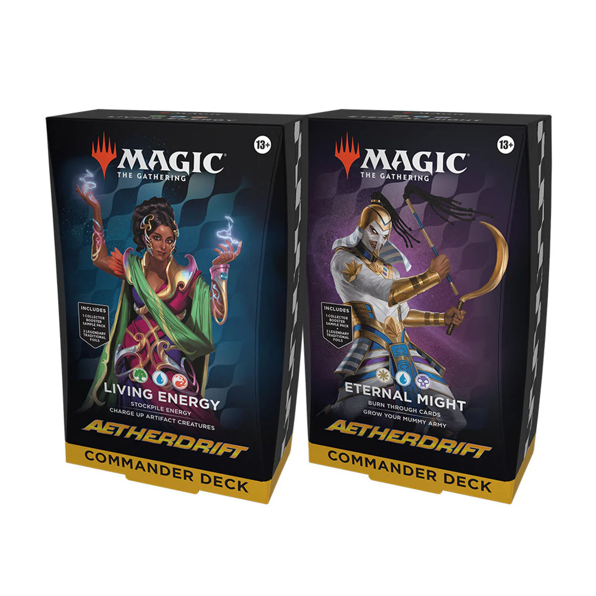 Wizards of the Coast’s Magic the Gathering: Aetherdrift Commander Deck features graveyard synergy and dynamic characters, designed for players ages 13 and up.