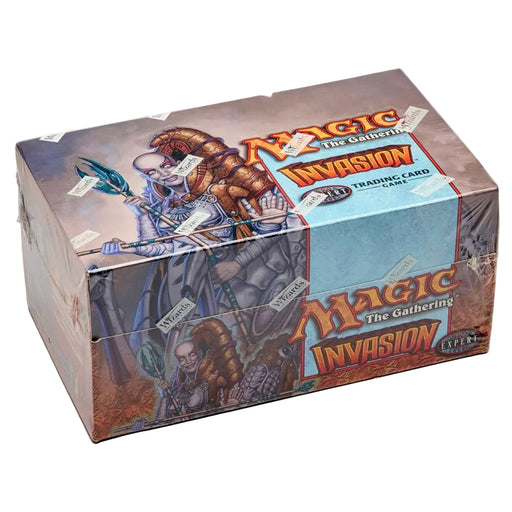 Sealed Wizards of the Coast Magic the Gathering: Invasion Tournament Pack Display featuring fantasy artwork of a character in armor holding a staff.