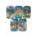Five Pokémon TCG: Crown Zenith Mini Tins from The Pokémon Company, each showcasing unique characters and Pokémon in vibrant outdoor scenes, are displayed in two rows—three on top and two below.