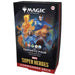 Wizards of the Coast presents the Magic the Gathering: Marvel Super Heroes Commander Deck, inspired by Universes Beyond and featuring the Fantastic Four in their iconic blue suits, with “Super Heroes” showcased on the packaging.