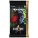The Magic: The Gathering - Star Trek Collector Booster Pack from Wizards of the Coast showcases a striking cyborg character with a red eye against a sci-fi backdrop, and features a gold Collector Booster label on the side.