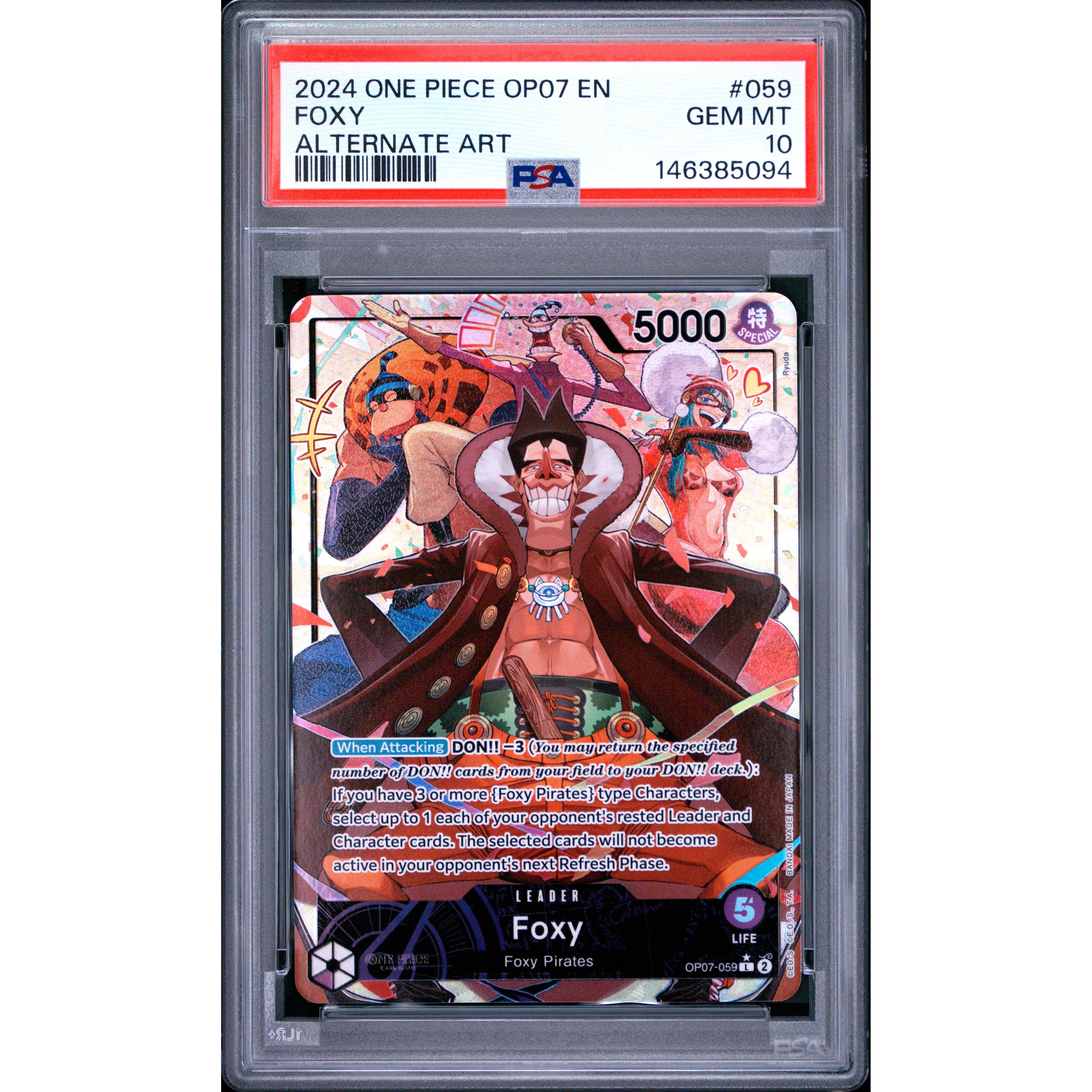 One Piece TCG: Foxy OP07-059 PSA 10 Leader Cards | Rogerz.dk