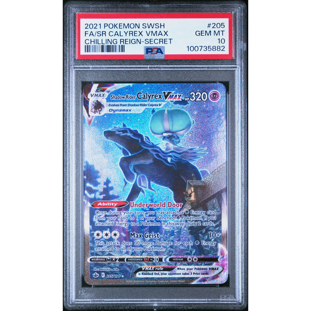 Pokémon TCG: Shadow Rider Calyrex Vmax #205 PSA 10 - Chilling Reign
