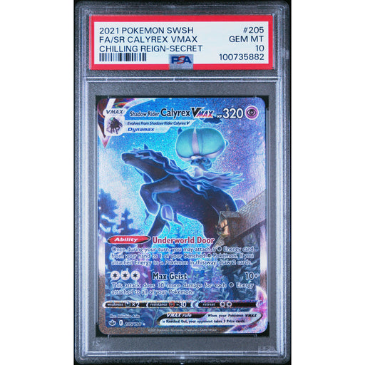 Pokémon TCG: Shadow Rider Calyrex Vmax #205 PSA 10 - Chilling Reign-100735882