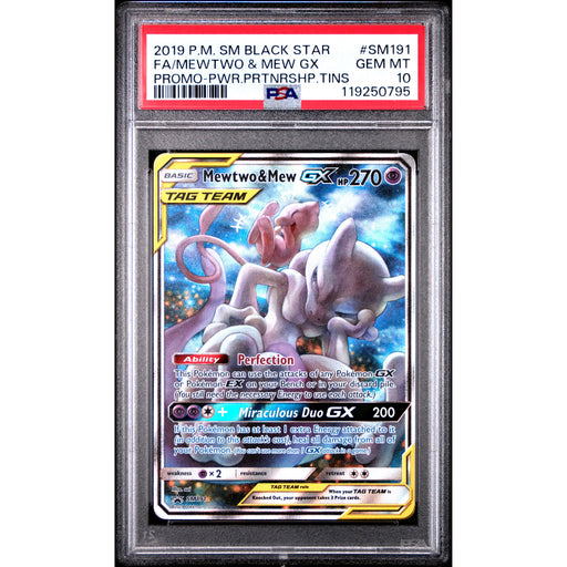 Pokémon TCG: Mewtwo & Mew Gx SM191 PSA 10 - Sun & Moon Black Star Promo-119250795