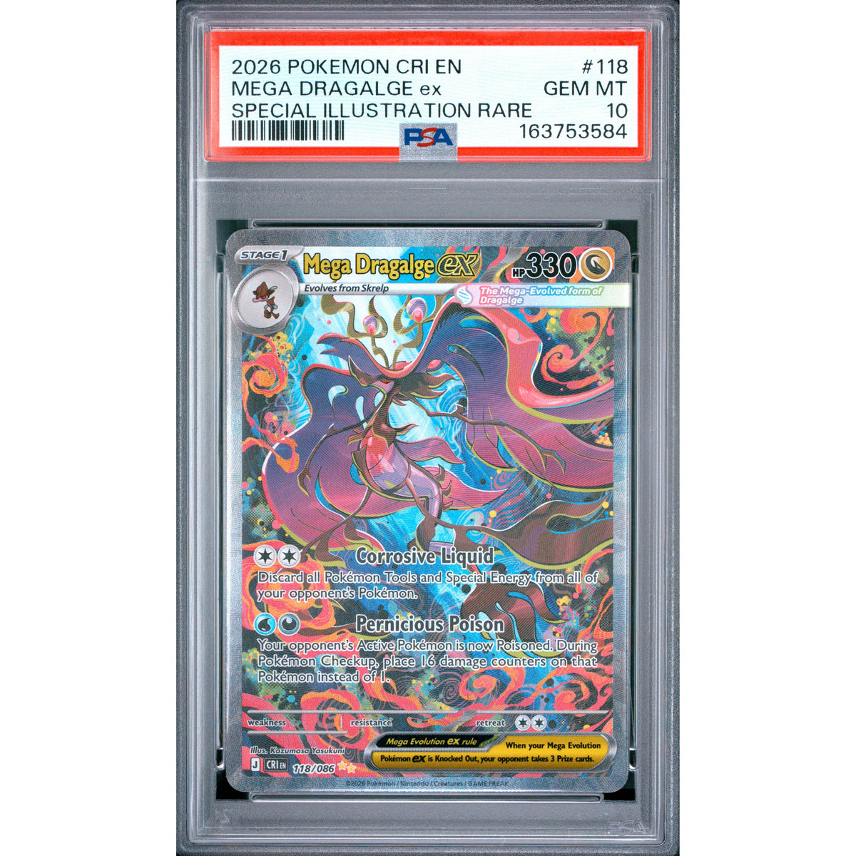 Pokémon TCG: Mega Dragalge Ex #118 PSA 10-163753584
