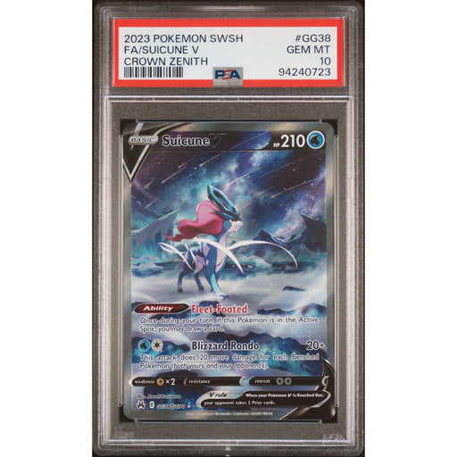 Pokémon TCG: Suicune V GG38 PSA 10 - Crown Zenith