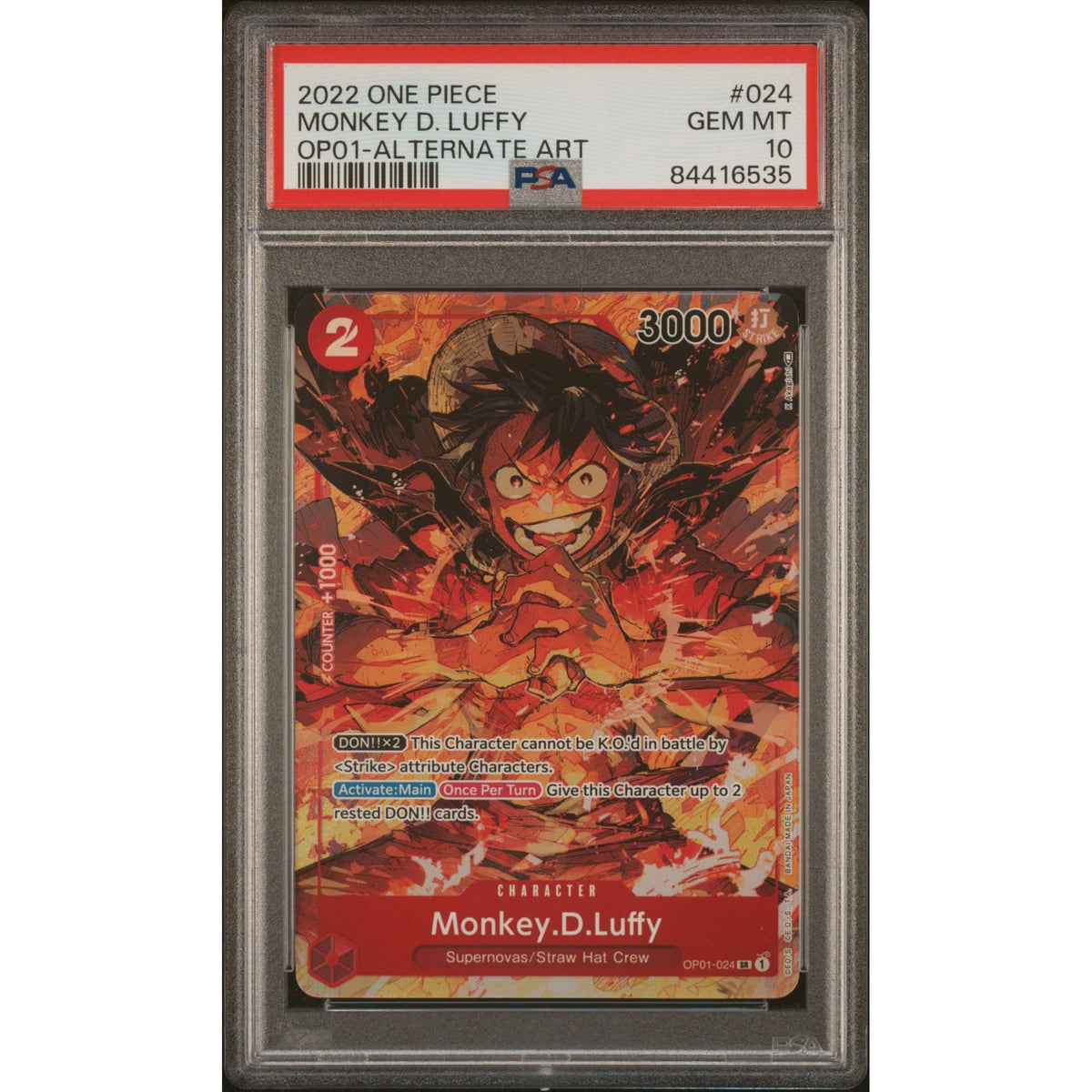 One Piece TCG: Monkey D. Luffy #024 PSA 10-84416535