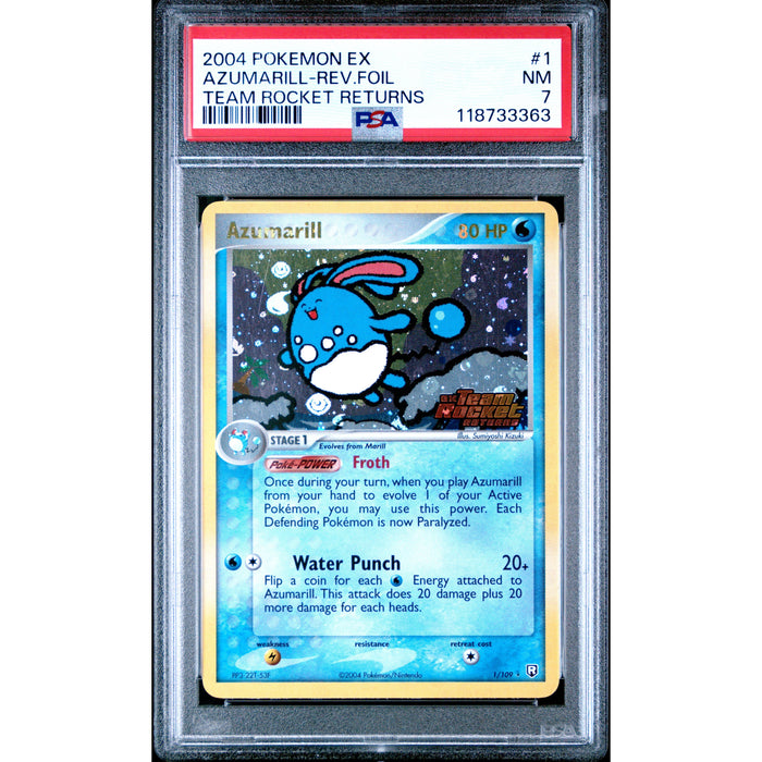Pokémon TCG: Azumarill 1 PSA 7 Reverse Holo - Team Rocket Returns
